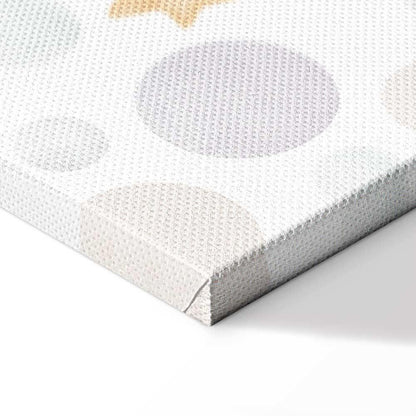 Leinwandbild - Galactic Races - A Bear Participating in Car Races Among Planets Clouds and Stars in Pastel Hues