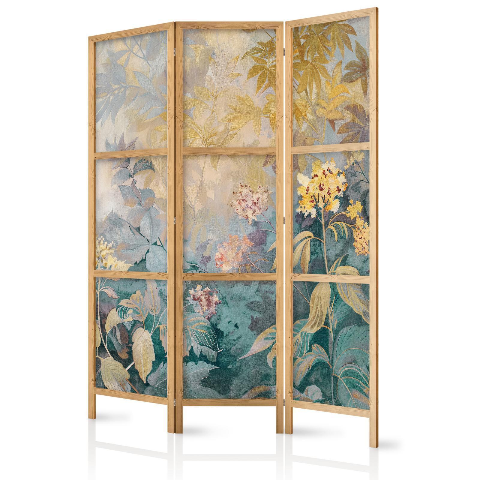 Japanischer Paravent - Tapestry Pattern with Meadow and Flowers - Kilim with a Spring Motif Artgeist