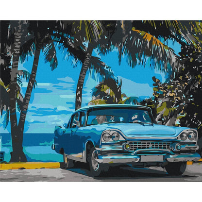 Malen nach Zahlen - Car under Palm Trees