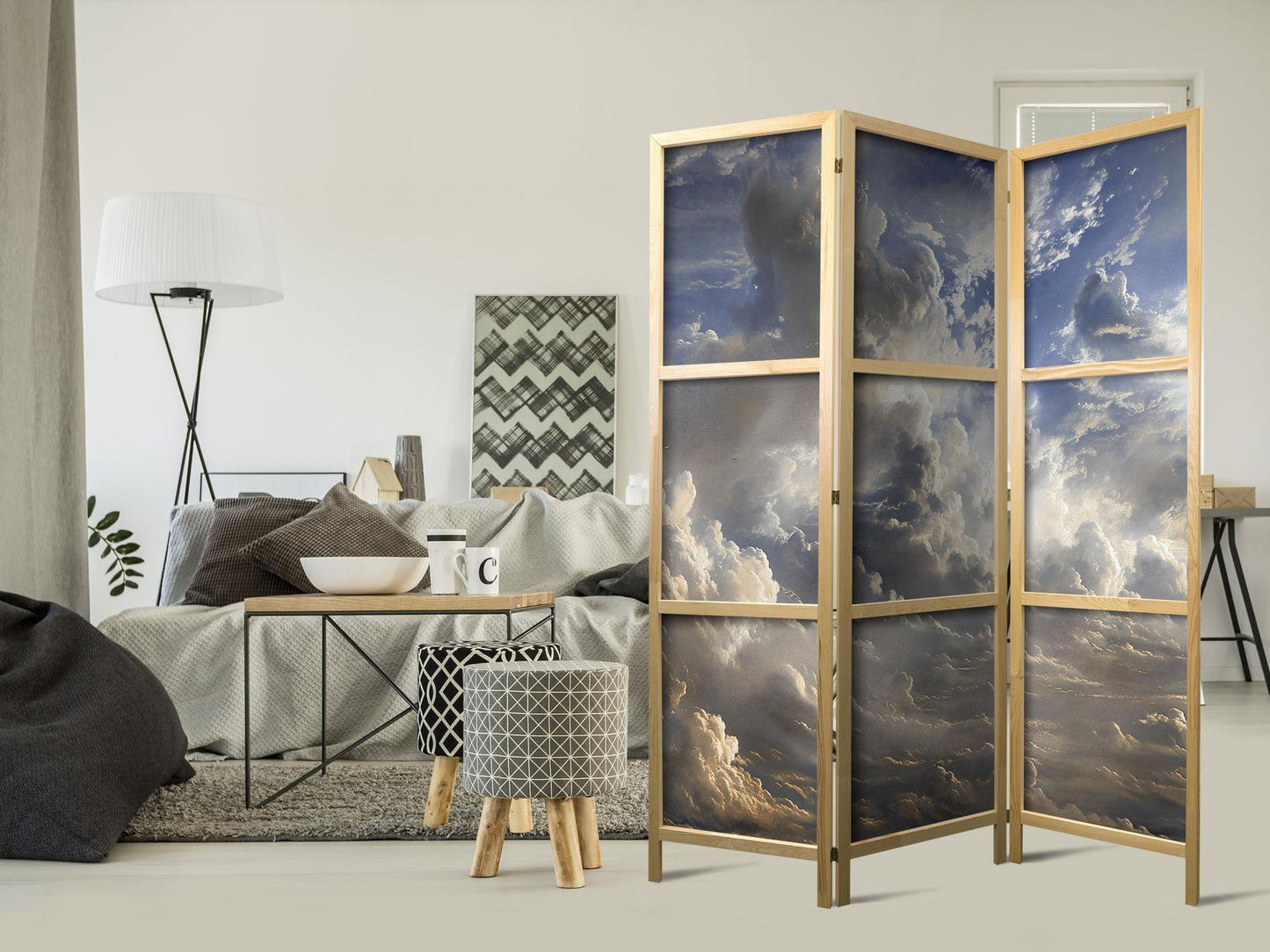 Japanischer Paravent - Golden Reflections on Clouds Foretelling Dusk Artgeist