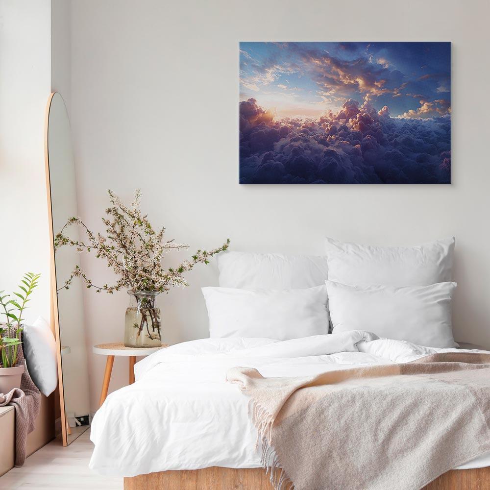 Leinwandbild - The Sun in Hiding: The Golden Face of the Sky Over a Cloudy Sea