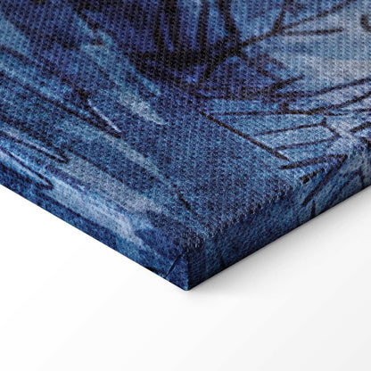 Leinwandbild - Blue Bay - Italian landscape of Lake Como painted with blue ink