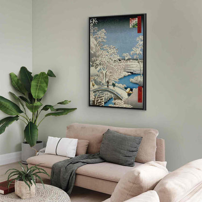 Leinwandbild - Utagawa Hiroshige – Drum bridge and Setting Sun Hill at Meguro