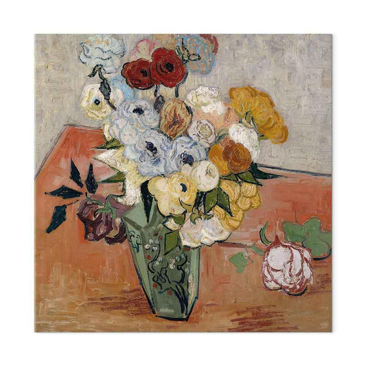 Leinwandbild - Vincent Van Gogh – Stilllife with Japanese vase, roses and anemones