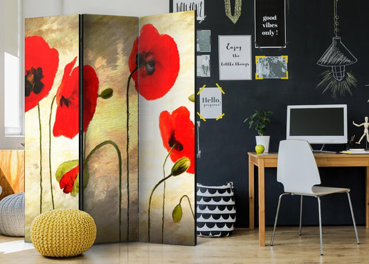 Paravent - Golden Field of Poppies Artgeist