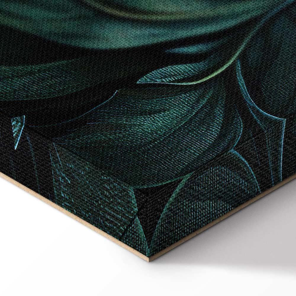 Leinwandbild - Dark Green Victorian Leaves: Botanical Carved Composition