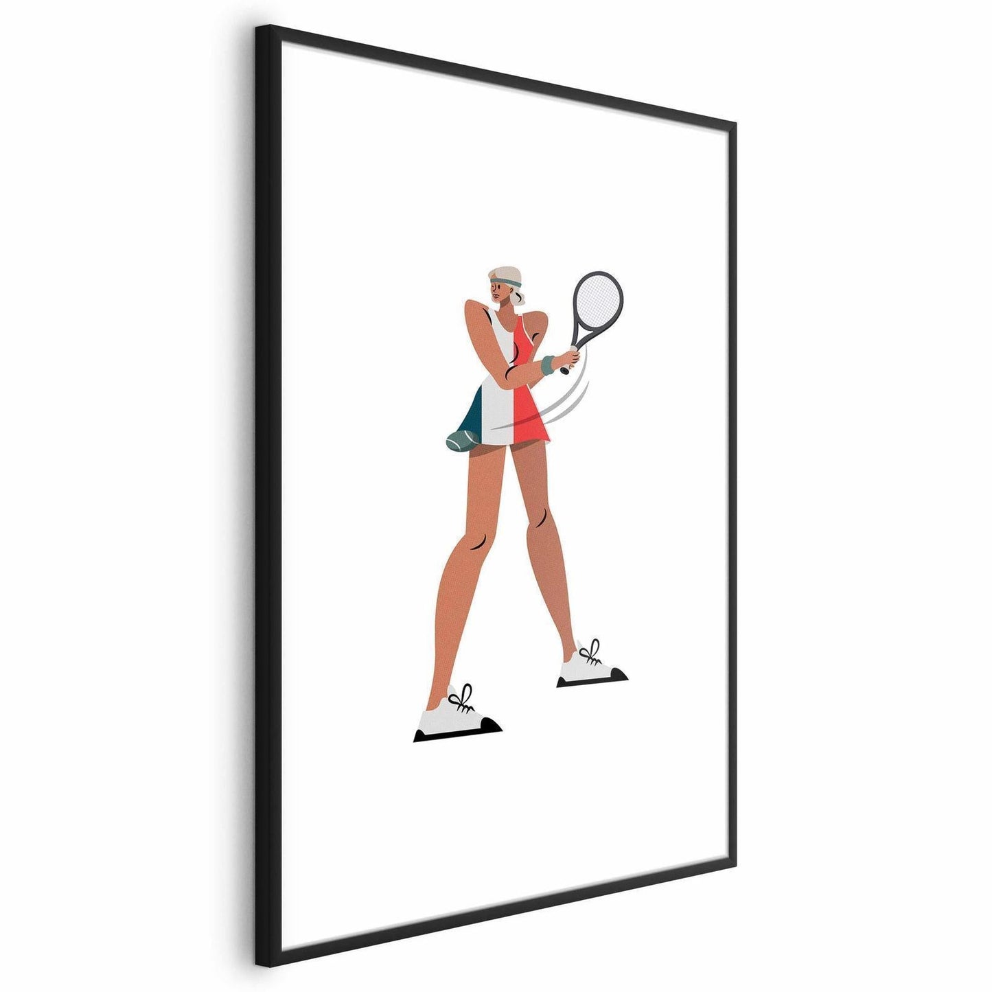 Poster - Tennis Player with a Racket on a White Background - Illustration Artgeist