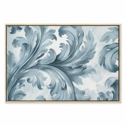 Leinwandbild - Stone Baroque Ornaments in Light Shades of Gray-Blue