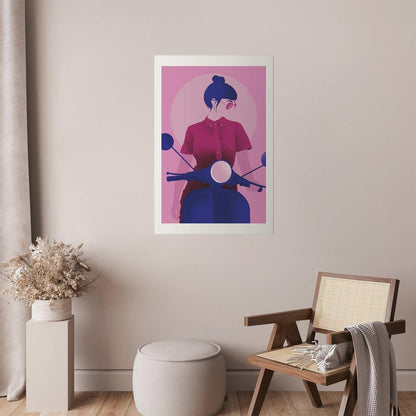 Poster - Woman on a Scooter Artgeist