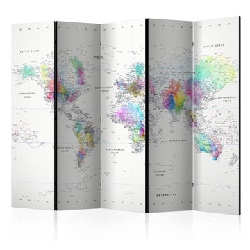 Paravent - White-colorful world map Artgeist