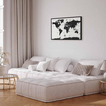 Leinwandbild - Black and White Map (1 Part) Wide Artgeist