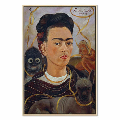 Leinwandbild - Frida Kahlo – Self-Portrait with Changuito