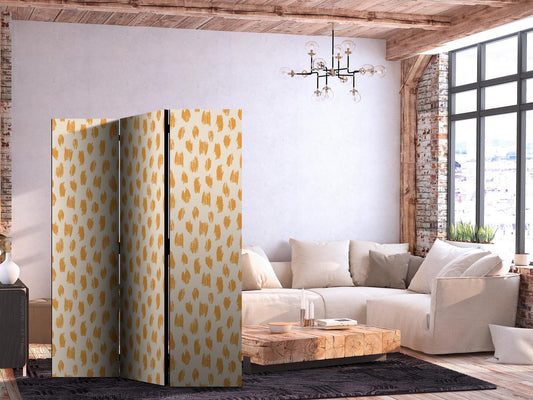 Paravent - Drawn Pattern in Spots and Dots in Shades of Orange and Ecru Artgeist