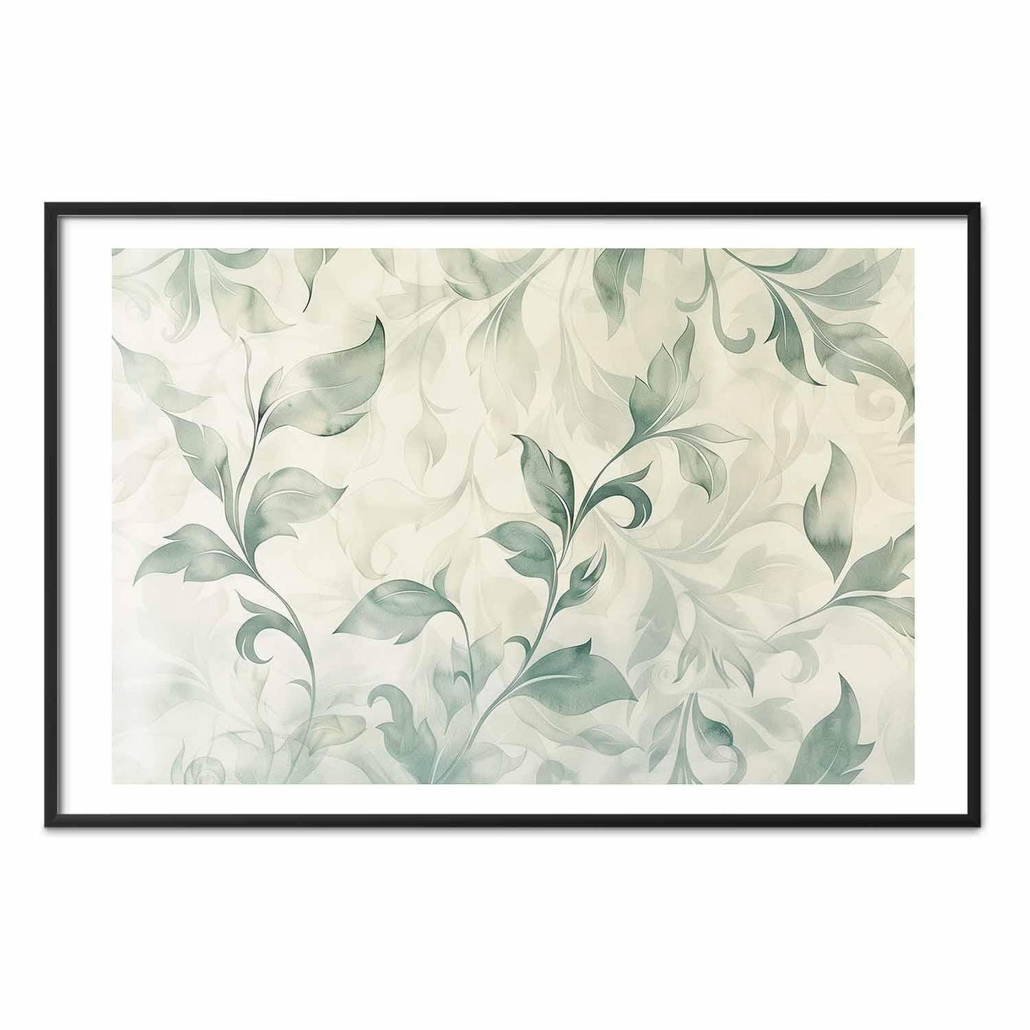Poster - Watercolor Green-Beige Leaves