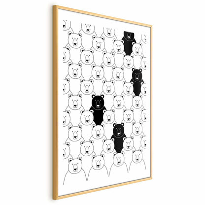 Poster - Stranger in the Flock with unique black and white bear design in a golden frame.