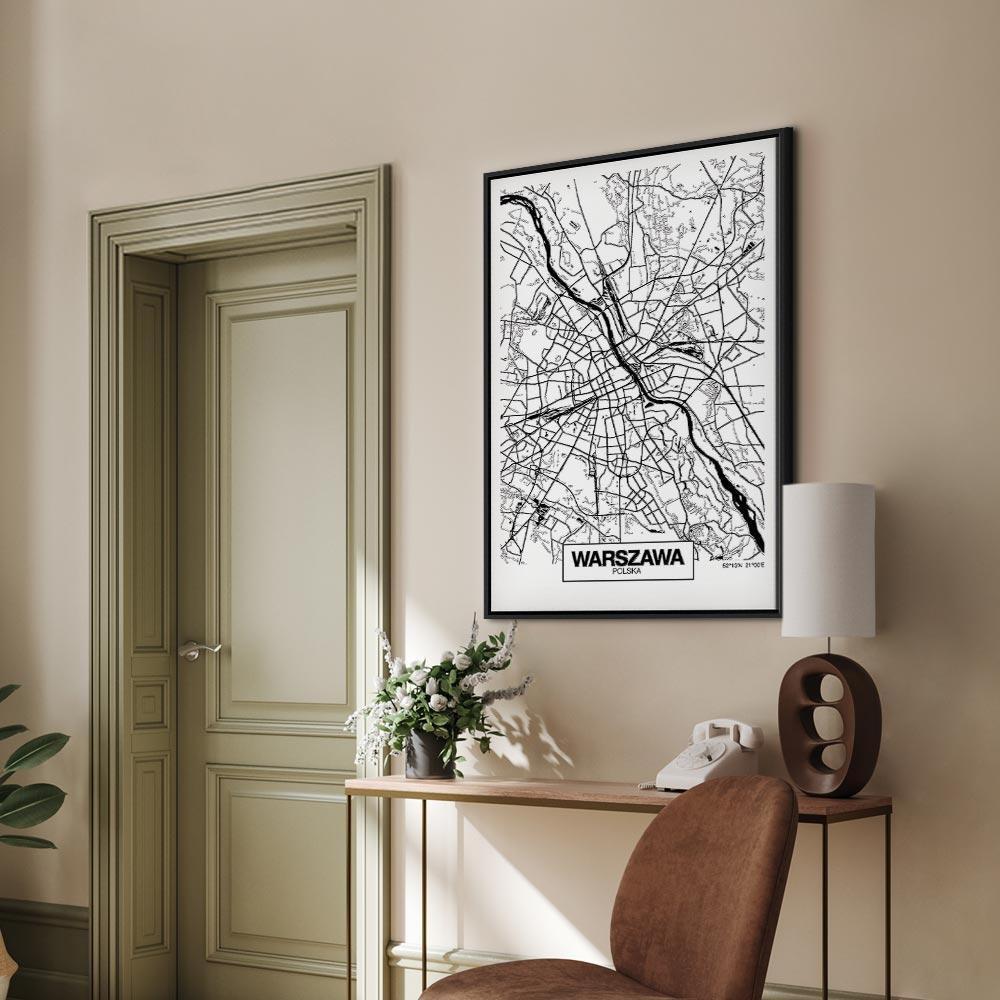 Leinwandbild - City Plan: Warszawa (1 Part) Vertical