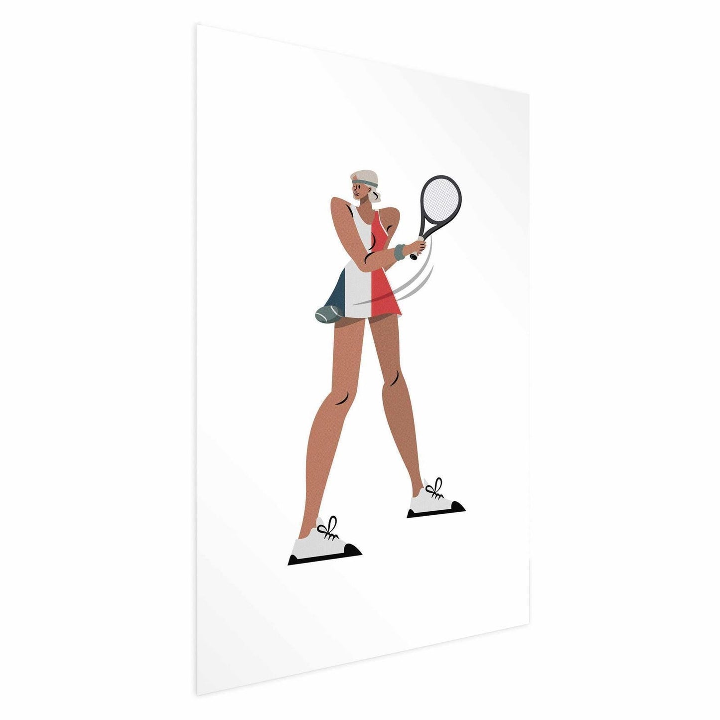 Poster - Tennis Player with a Racket on a White Background - Illustration Artgeist
