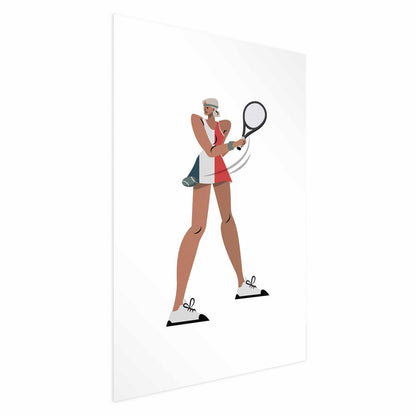 Poster - Tennis Player with a Racket on a White Background - Illustration Artgeist