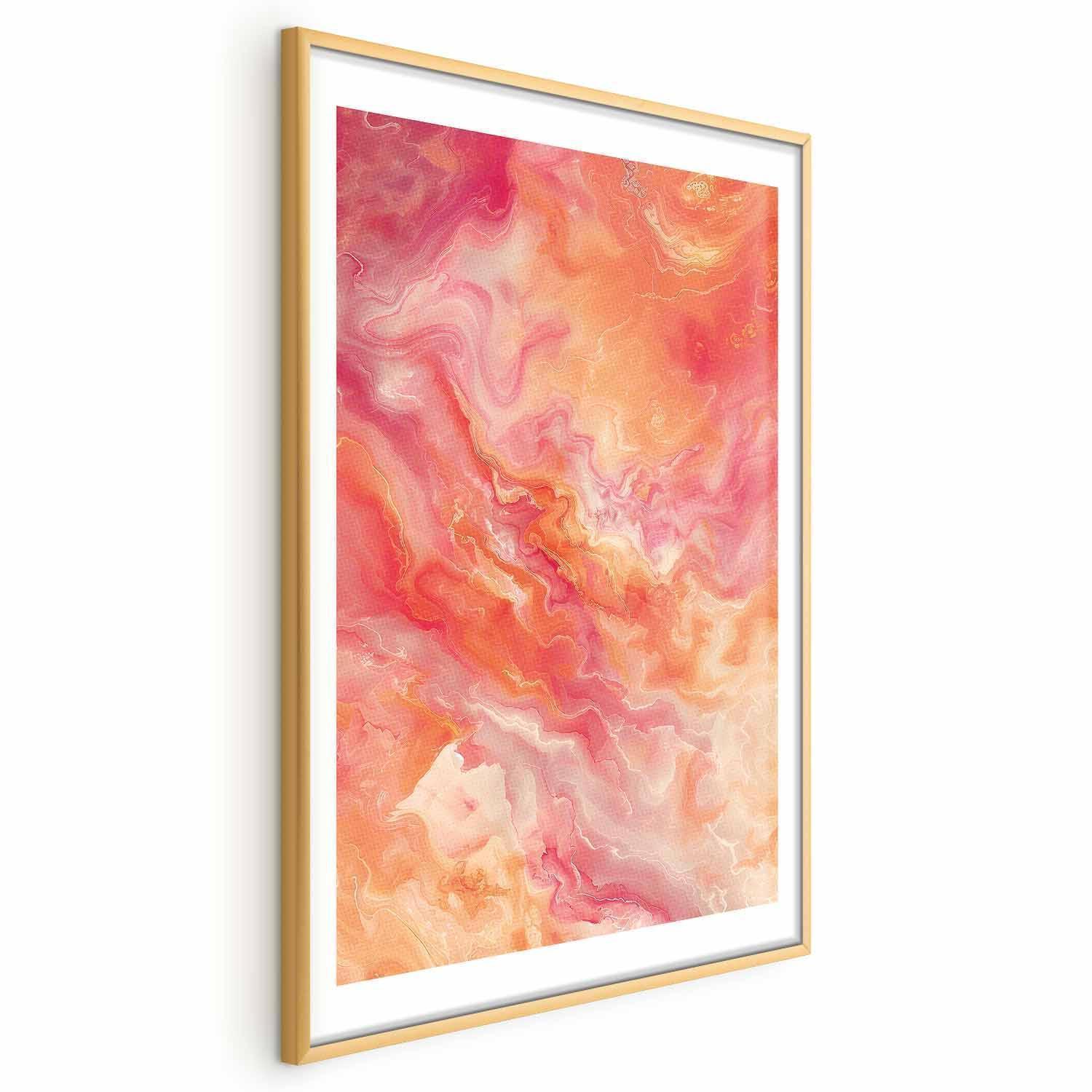 Poster - Fiery Colors - dynamic shapes in fire and pink tones Artgeist