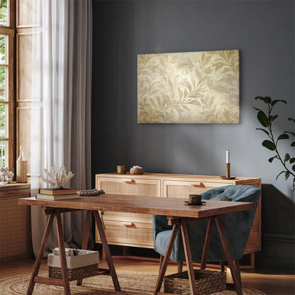 Leinwandbild - Botanical Motif with Leaves and Vines in Sand Colors