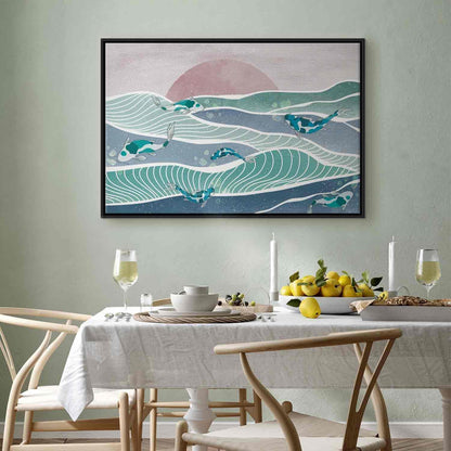 Leinwandbild - Fish on the waves