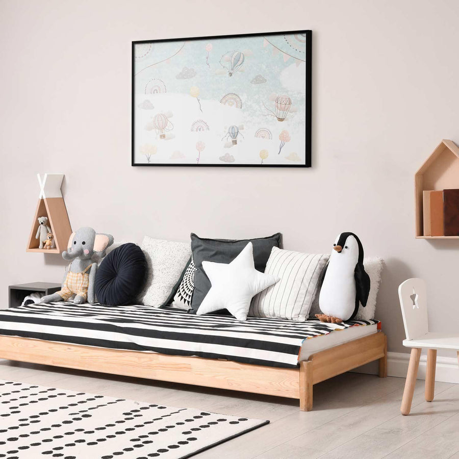 Children's room with framed poster art 