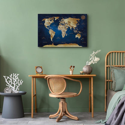 Leinwandbild - World Map: The Dark Blue Depths