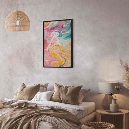 Leinwandbild - Colorful Chaos - Dynamic Shapes in Shades of Pink Yellow and Blue Artgeist