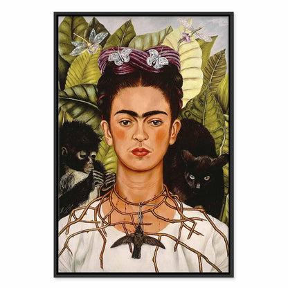 Leinwandbild - Frida Kahlo – Self-Portrait with Thorn Necklace and Hummingbird