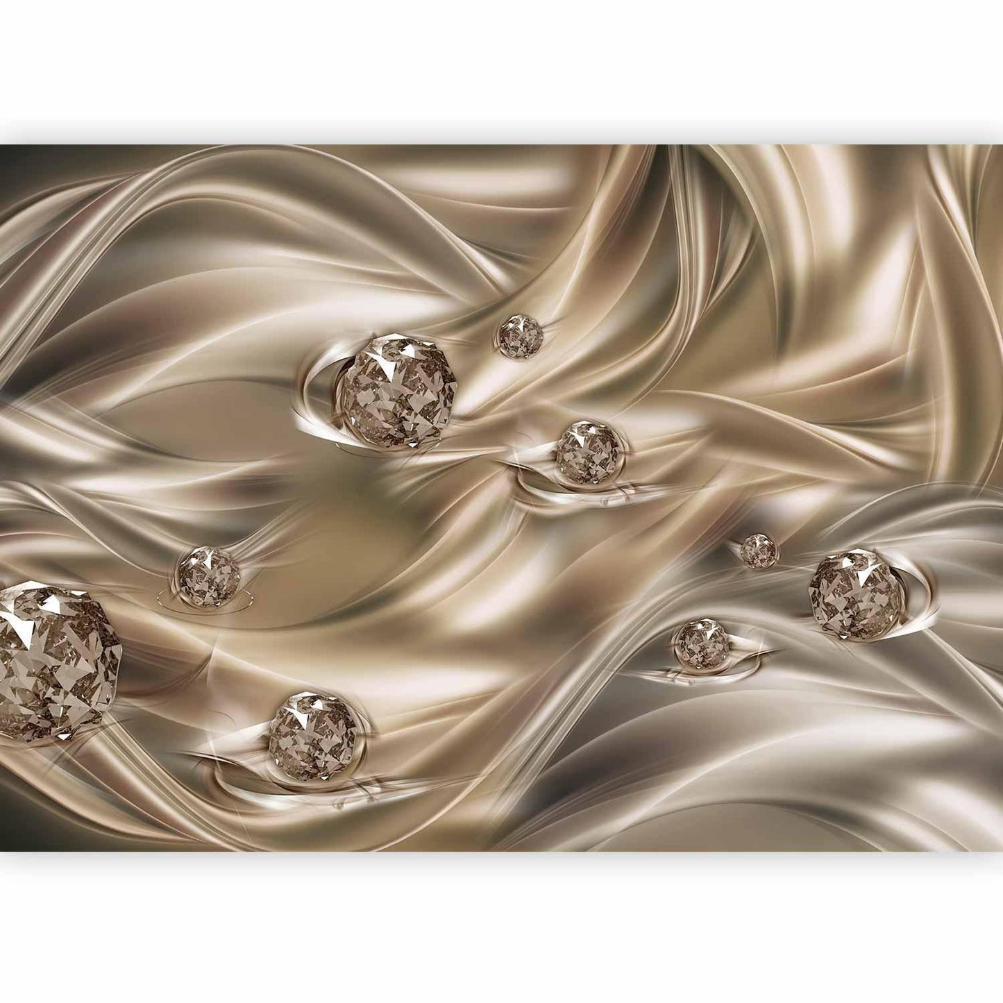 Fototapete "Velvet Kiss" – Creme-goldene Wellen und Diamantoptik