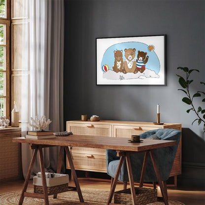 Leinwandbild - Teddy Bears on the Beach (1 Part) Wide