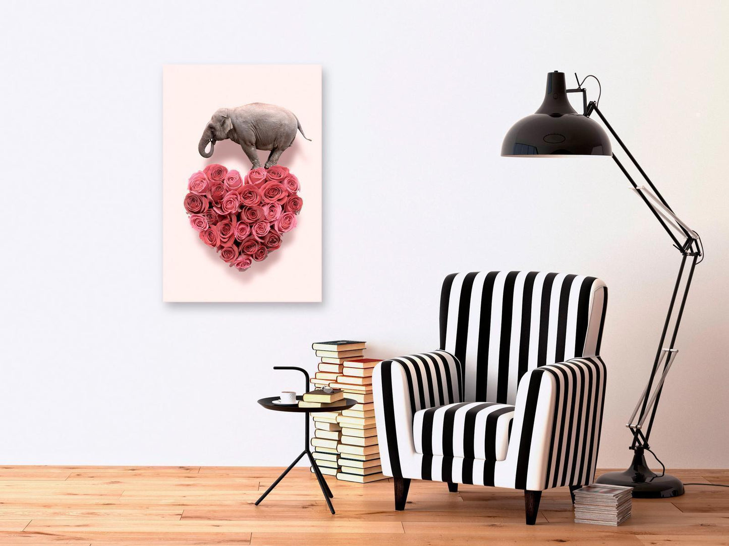 Leinwandbild - Elephant Lover (1-part) - Elephant Amid Pink Flowers Artgeist