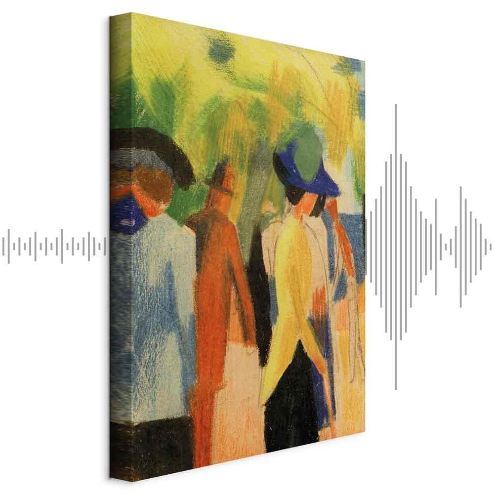 Leinwandbild - August Macke – Walker under trees (Walker in the park)