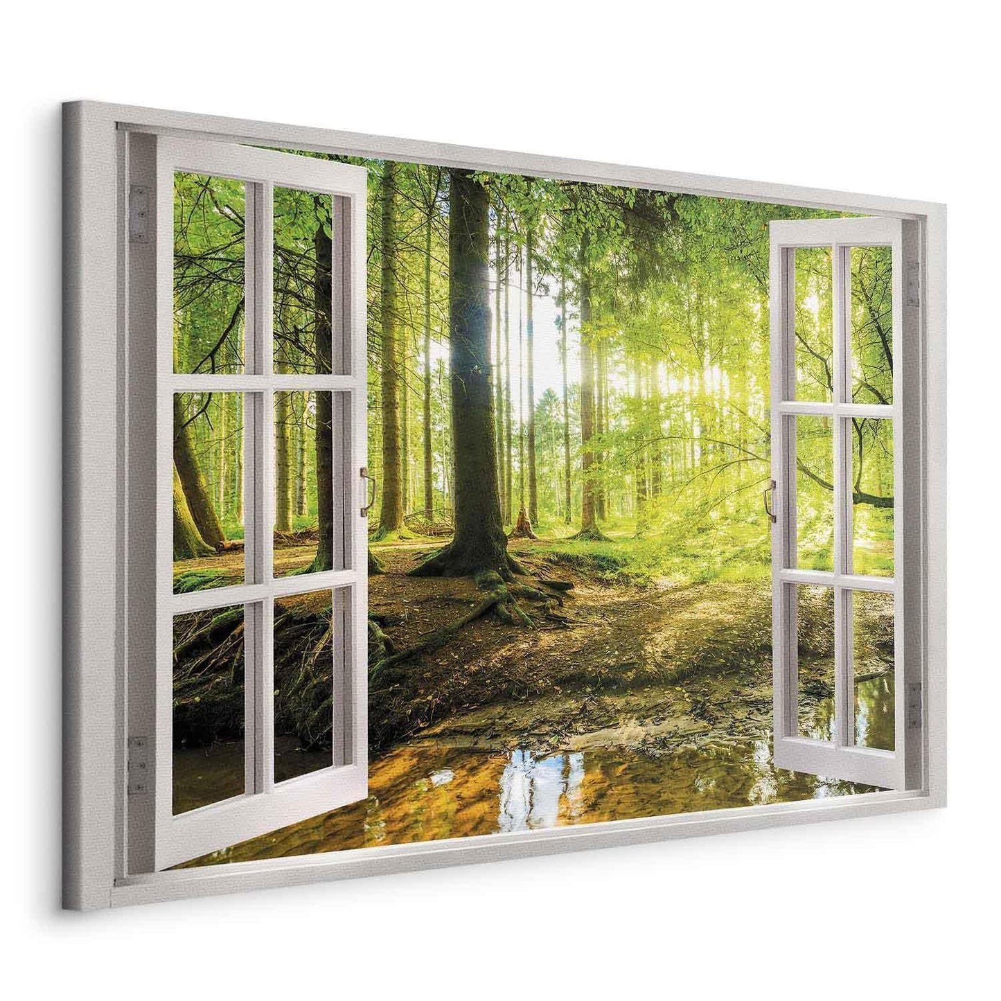 Leinwandbild - Window: View on Forest Artgeist
