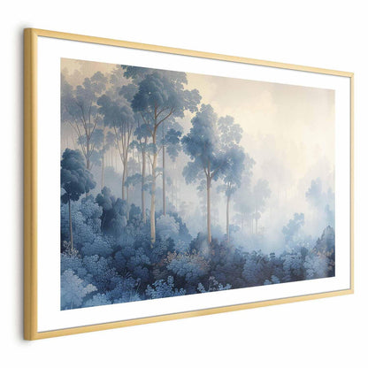 Poster - Forest in Misty Blue Shades Artgeist