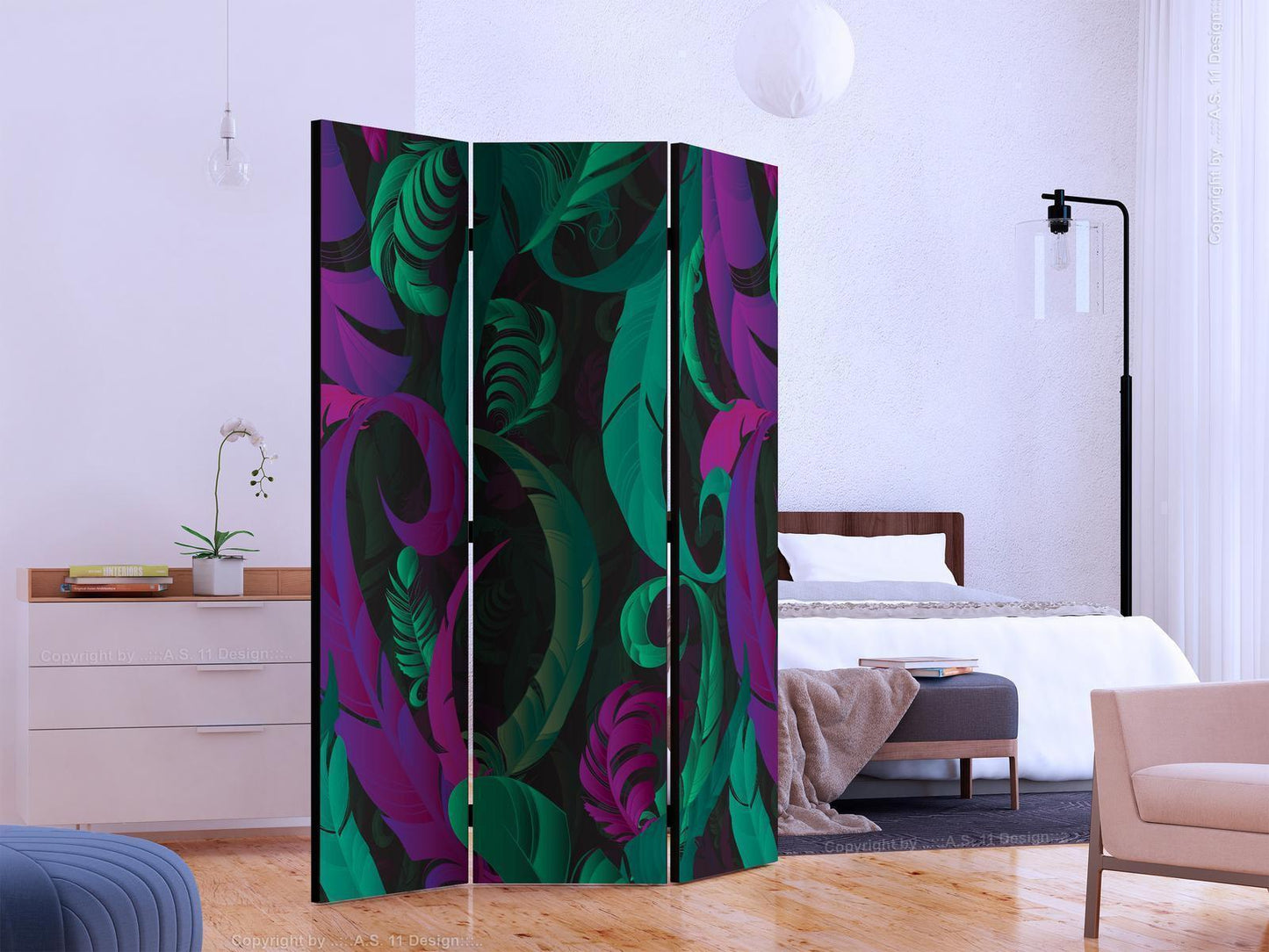 Paravent "Dance of Feathers" – Leichtigkeit und Eleganz für Ihr Zuhause