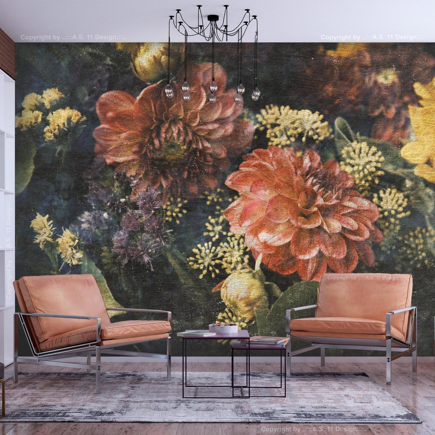 Fototapete - Retro Flowers - First Variant Artgeist