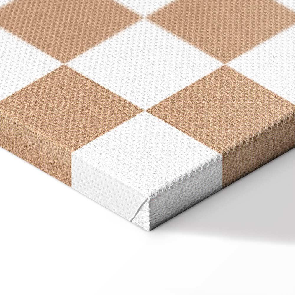 Leinwandbild - Checkerboard Pattern - Brown-White Grid with a Subtle Noise