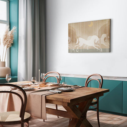 Leinwandbild - Moon Horses - Horses Galloping Among Trees on a Starry Night