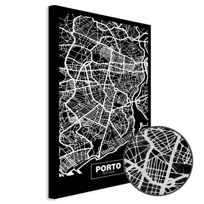 Leinwandbild - Negative Map: Porto (1 Part) Vertical