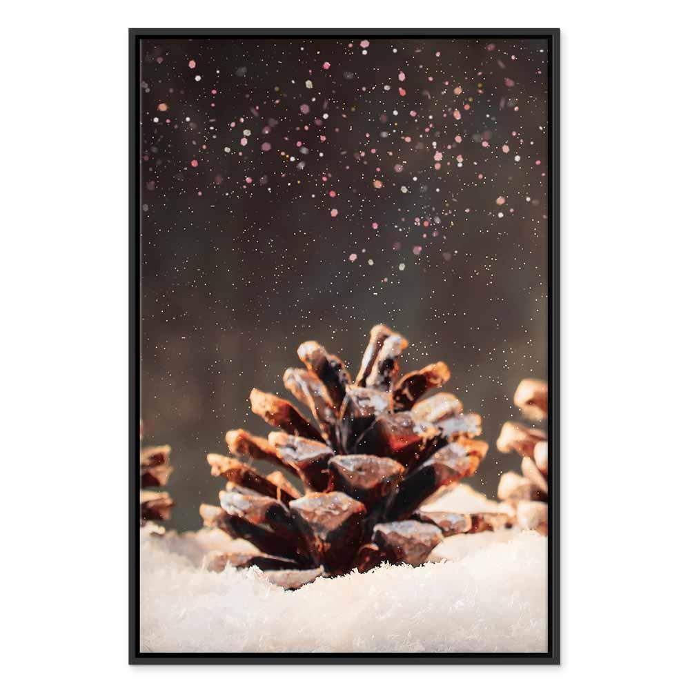 Leinwandbild - Winter Pine Cone (1 Part) Vertical