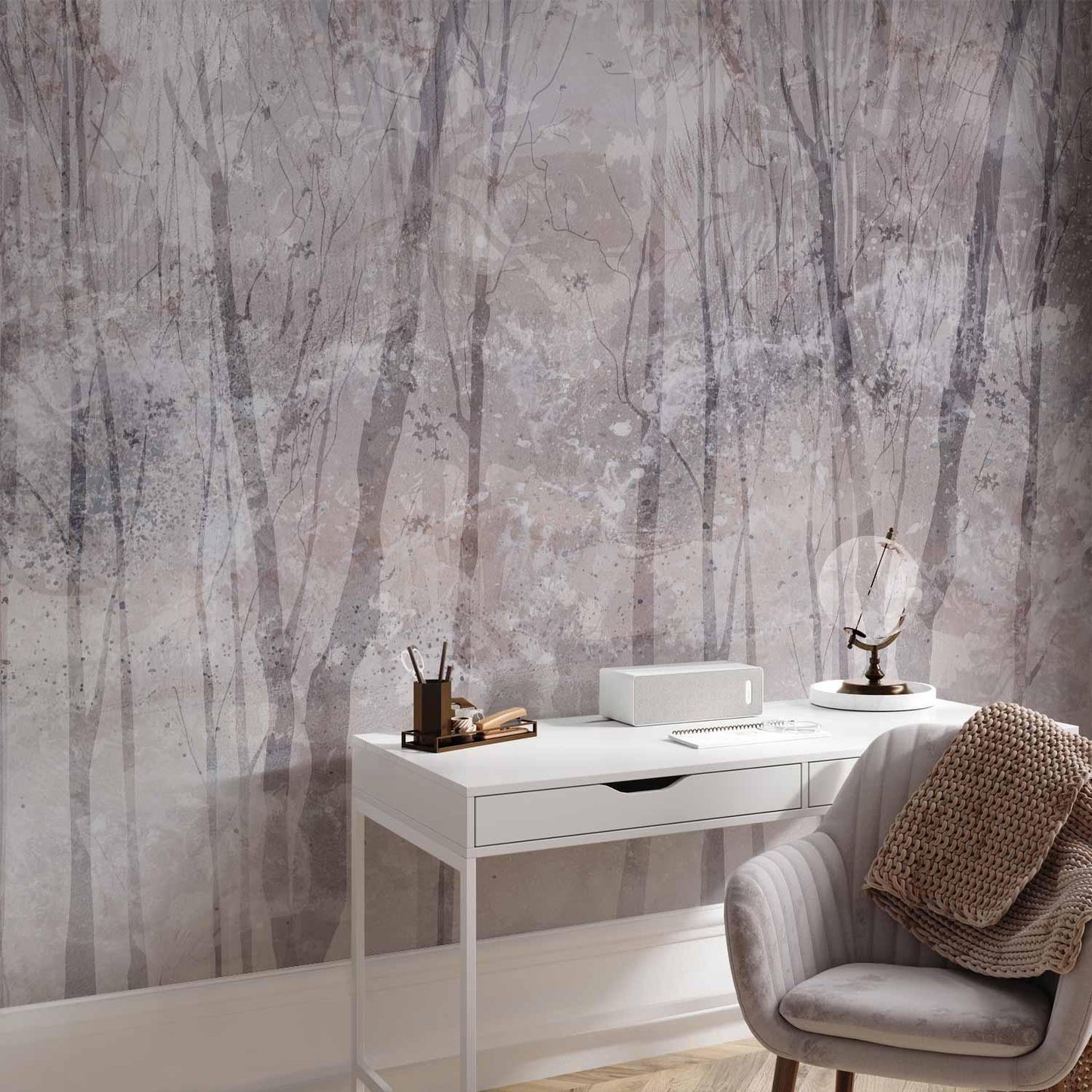 Fototapete - Eternal forest - landscape with winter landscape in cool colours