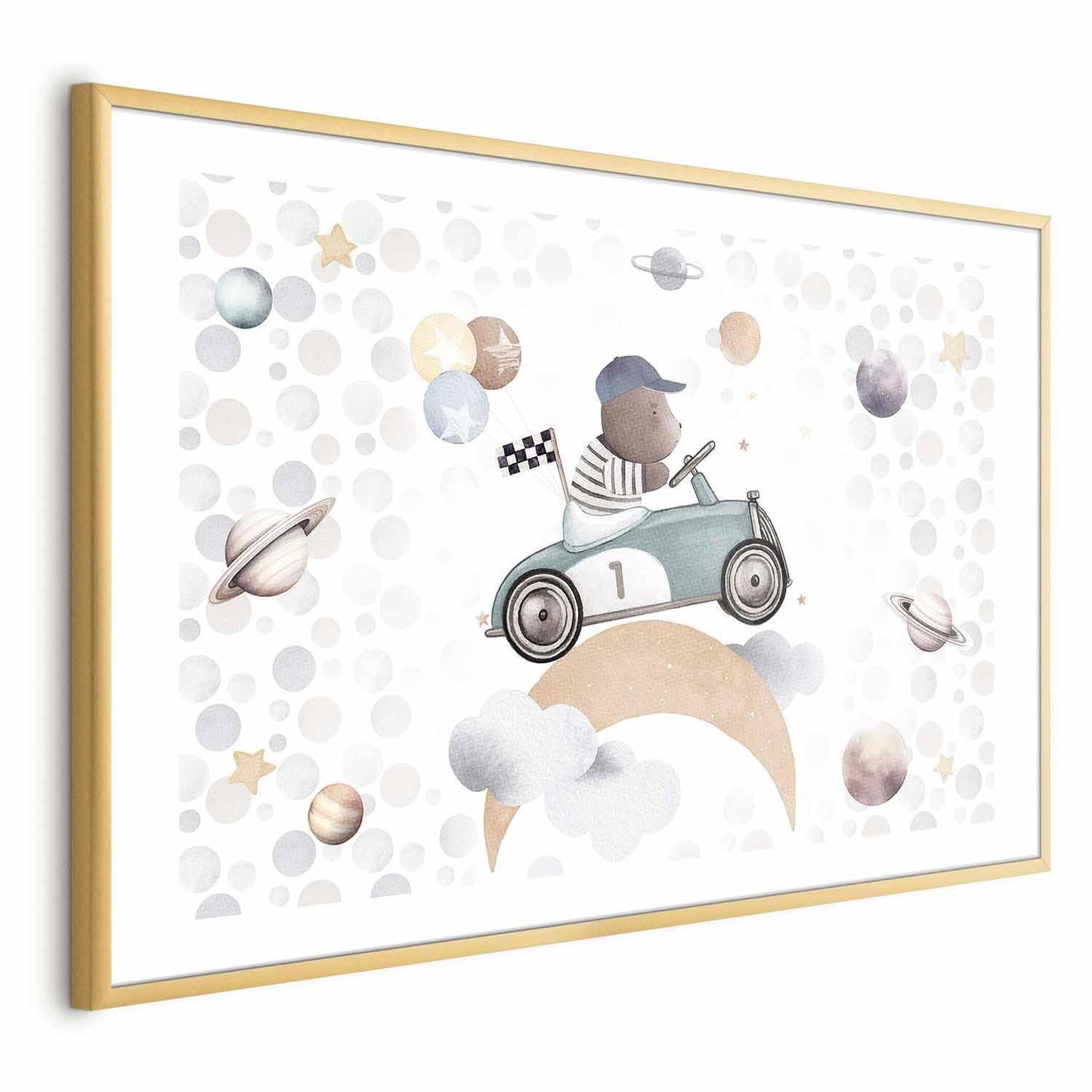 Poster - Bear in a Race Car Artgeist