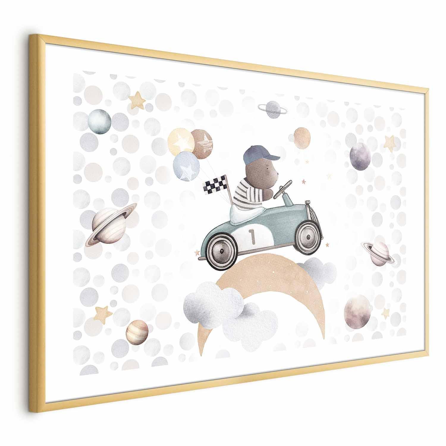 Poster - Bear in a Race Car Artgeist