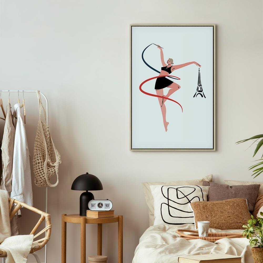 Leinwandbild - Rhythmic Gymnastics - Illustration of a Woman With a Ribbon