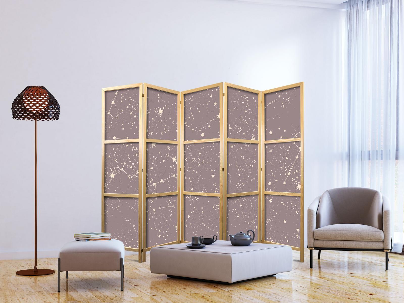 Japanischer Paravent - Night Sky - Artistic Constellations and Stars in Pastel Shades Artgeist