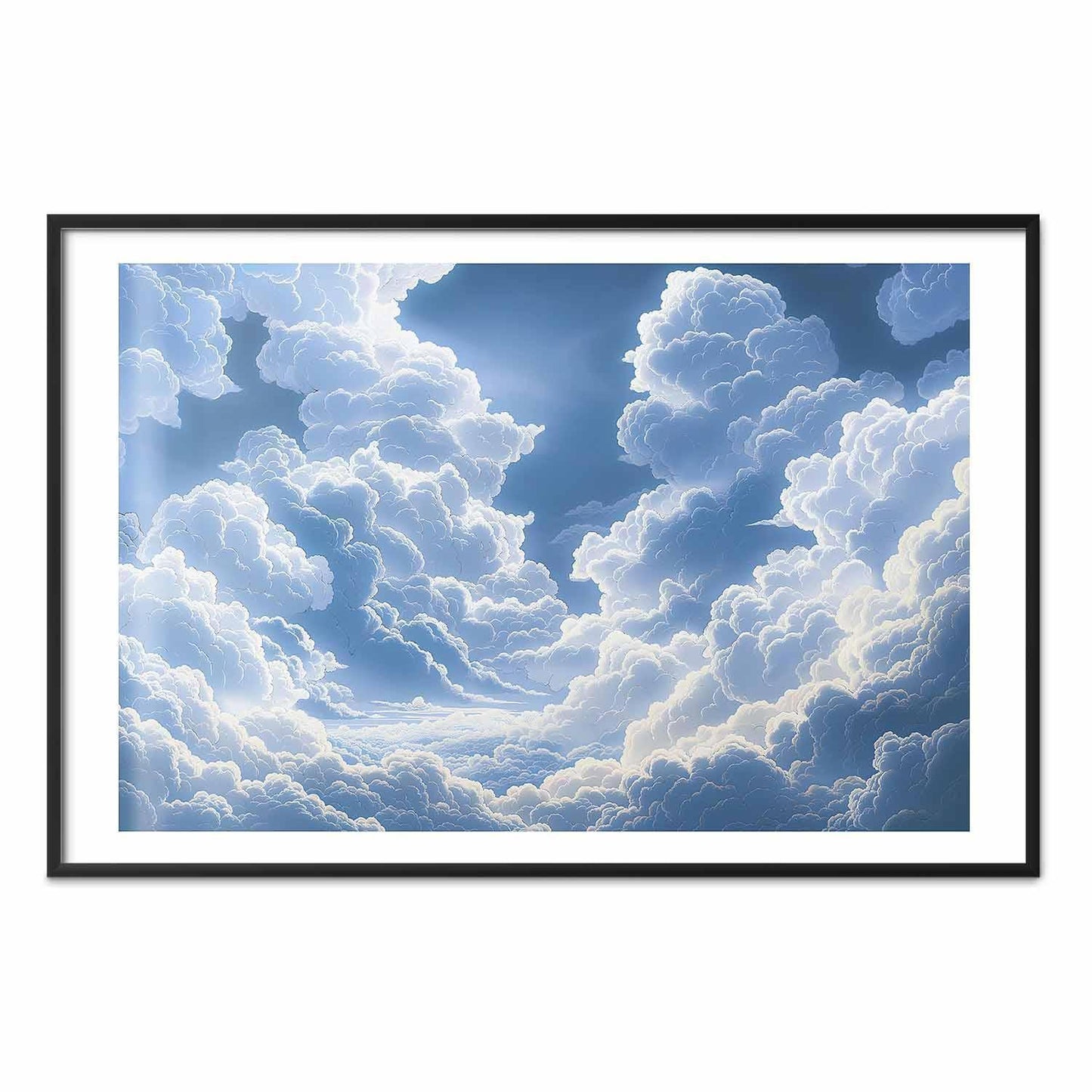 Poster - Blue Sky Breaking Through White, Fluffy Clouds