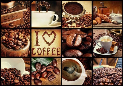 Fototapete Coffee Collage – Kaffeegenuss für deine Wand