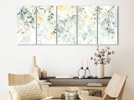 Leinwandbild - Waterfall of Roses (5 Parts) Narrow - Second Variant Artgeist