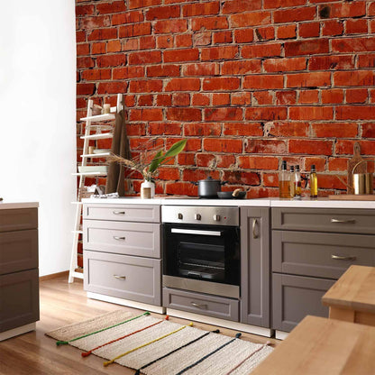 Fototapete Alte Mauer – Rote Backsteinwand im Retro-Stil